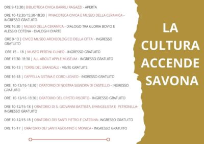 La Cultura accende Savona – giovedì 30 dicembre ore 21.00