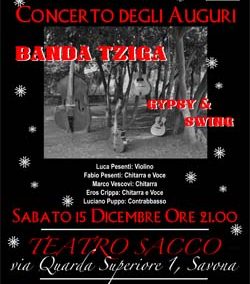 BANDA TZIGA – Sabato 15 Dicembre  – ore 21.00