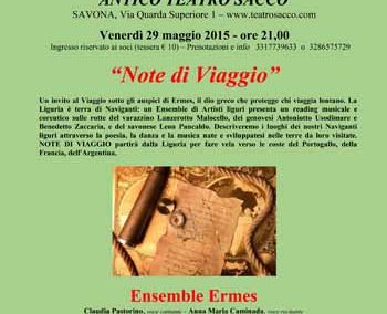 NOTE DI VIAGGIO –  VENERDÌ 29 MAGGIO ALLE ORE 21,00