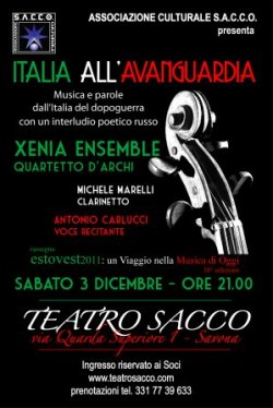 ITALIA ALL’AVANGUARDIA -Sabato 3 Dicembre ore 21.00 al Teatro Sacco di Savona